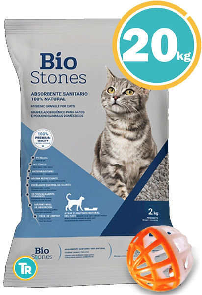 Imagen de Sanitario para Gatos Piedra Blanca 20 Kg + Pelota