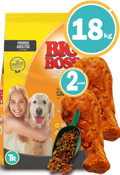 Imagen de BIG BOSS Adulto Carne 15 +3kg GRATIS + Patas de pollo + Pala
