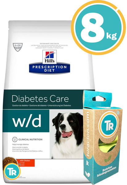 Imagen de HILLS Perro  W/D 8 kg - CONTROL DE PESO Y DIABETES + BolsasTr