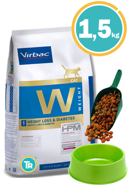 Imagen de HPM Virbac Gato Control de Peso y Diabetes 1,5kg + Comedero + Pala