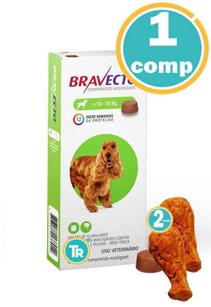 Imagen de PASTILLA ANTIPULGAS Y GARRAPATAS BRAVECTO 500 mg - 10 A 20 KG + Patas de pollo