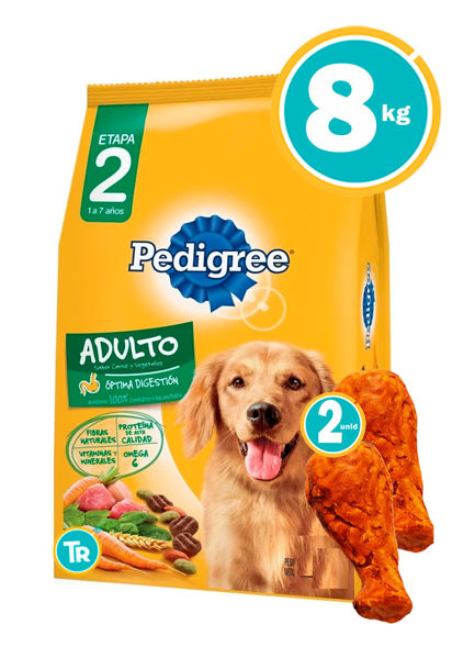 Imagen de PEDIGREE Perro Adulto Carne & Vegetales 8kg + Pata de pollo