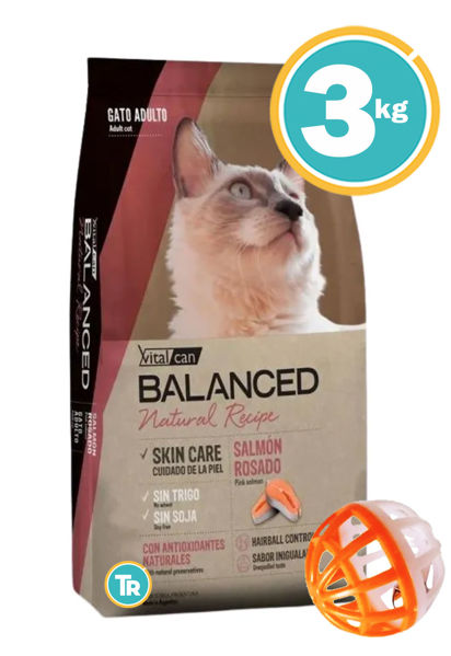 Imagen de BALANCED Gato Adulto Salmon Rosado 3Kg + Pelota