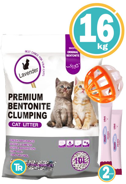 Imagen de Sanitario Bentonita Aglomerante Aromas 16kg + pelota + Salsa