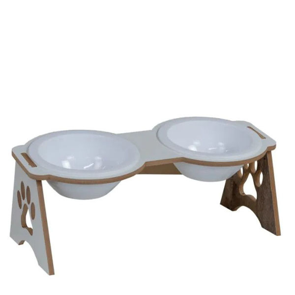 Imagen de COMEDERO DOBLE CON BASE DE MADERA