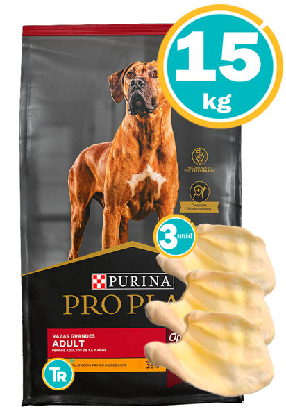 Imagen de PRO PLAN Perros Adulto Razas Grandes 15 Kg + Orejas