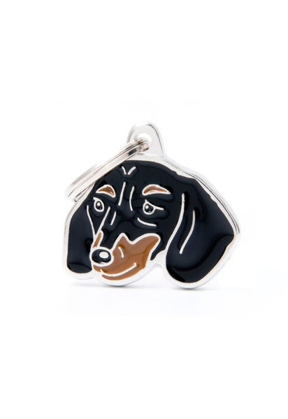 Imagen de CHAPITA DACHSHUND NEGRO Y FUEGO
