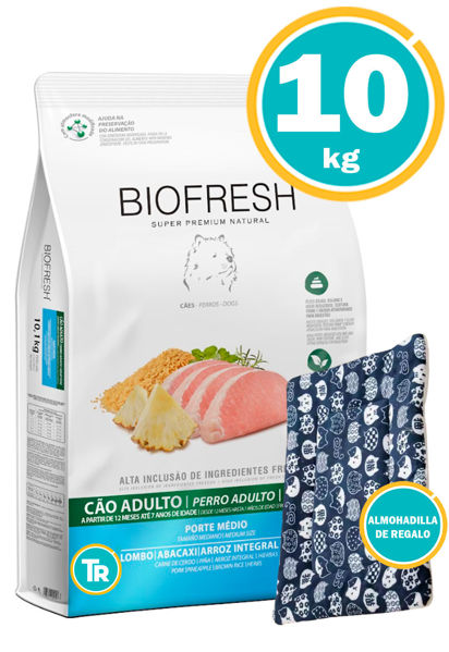 Imagen de BIOFRESH ADULTO RAZAS MEDIAS 10,1KG CERDO Y ANANÁ + ALMOHADON