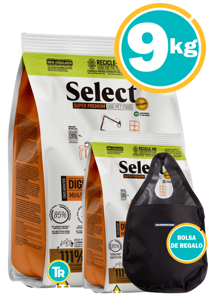 Imagen de SELECT Digestión Equilibrada Raza Peq/Mini 7kg + 2kg + Bolsa Para Auto