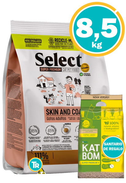 Imagen de SELECT Gato Skin & Coat 7kg + 1,5kg + Sanitario