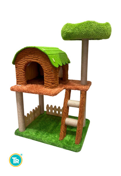 Imagen de RASCADOR P/GATO FORMA CASA 4 NIVELES