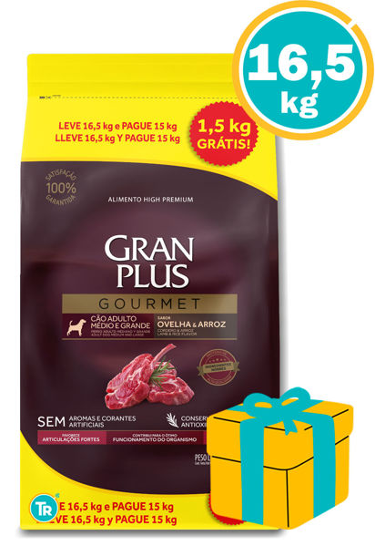 Imagen de GRAN PLUS GOURMET ADULTO RAZA MED/GRAN CORDERO Y ARROZ 16.5kg