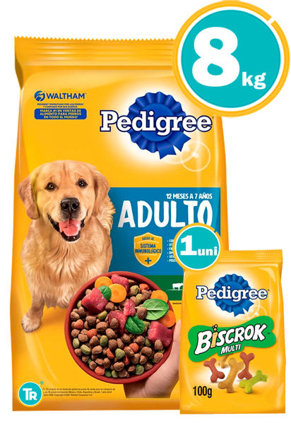 Imagen de PEDIGREE Perro Adulto Carne & Vegetales 8kg + Biscrok