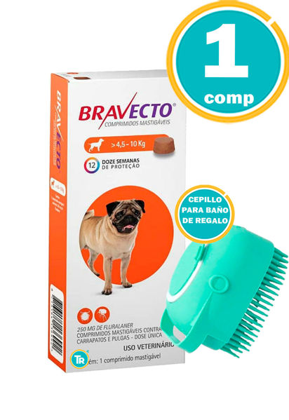 Imagen de PASTILLA ANTIPULGAS Y GARRAPATAS BRAVECTO 250 mg 4.5-10 KGS + Patas de pollo