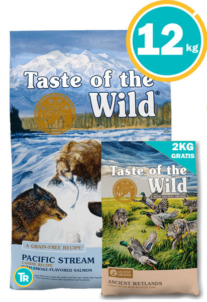Imagen de TASTE OF THE WILD Canine Pacific Stream 12.2Kg + 2KG TOW Ancient WETLANDS