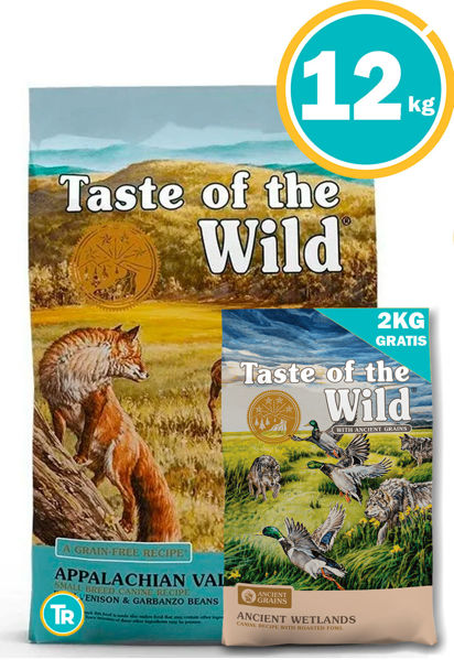Imagen de TASTE  OF THE WILD Canine Small Breeds Appalachian Valley 12.2kg + TOW Ancient Wetlands 2Kg