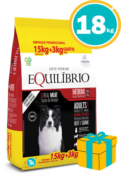 Imagen de EQUILIBRIO Alimento Adulto Razas Medias Carne 15 + 3 kg