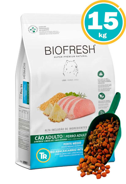 Imagen de BIOFRESH Adulto Raza Media Cerdo y Ananá 15kg + Pala