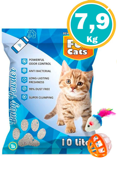 Imagen de Sanitario Bentonita Esfera FOR CATS 7.9KG (10L) Talco de bebé