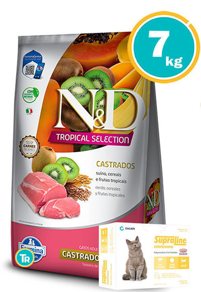 Imagen de NYD GATO ADULTO TROPICAL CASTRADO 7KG (CERDO) + SUPRALINE