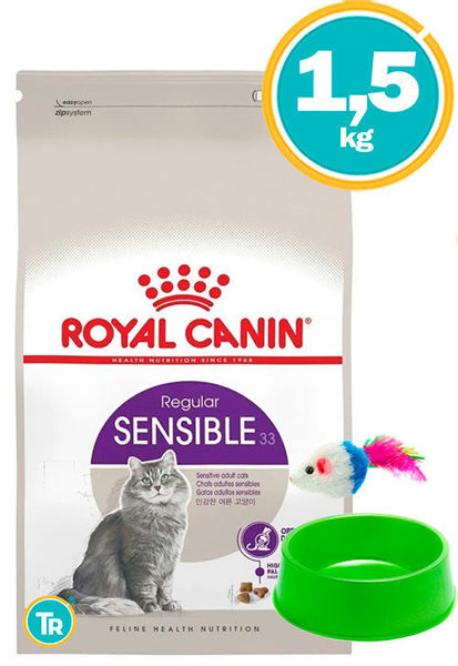 Imagen de ROYAL CANIN Gato Feline Sensible 33 - 1,5 Kg Comedero + Ratón