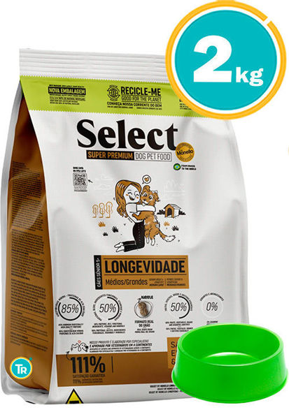 Imagen de SELECT PERRO SENIOR LONGEVIDAD RAZAS MED/GDE +5 AÑOS  2KG + comedero