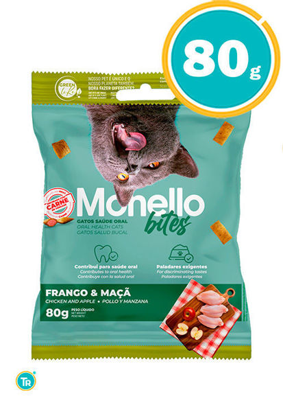Imagen de MONELLO BITES GATO SALUD BUCAL 80G POLLO Y MANZANA