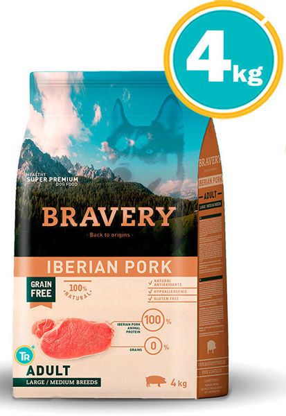 Imagen de BRAVERY PERRO ADULTO GRANDE/MED IBERIAN CERDO 4KG