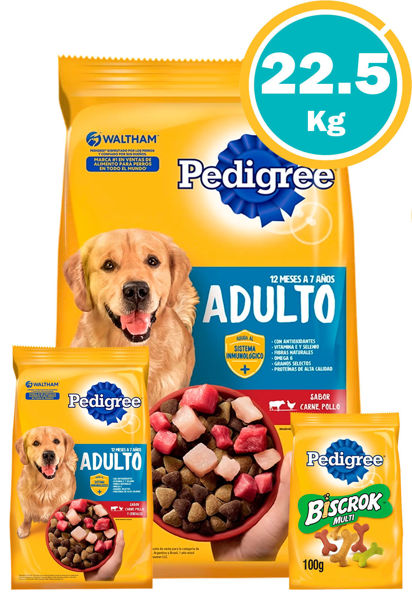 Imagen de PEDIGREE Perro Adulto Carne, Pollo y Cereales 21+1.5KG