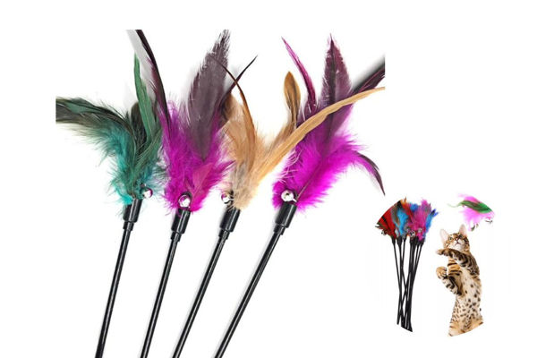 Imagen de JUGUETE GATO VARA NEGRA CON PLUMAS (VNP-01)