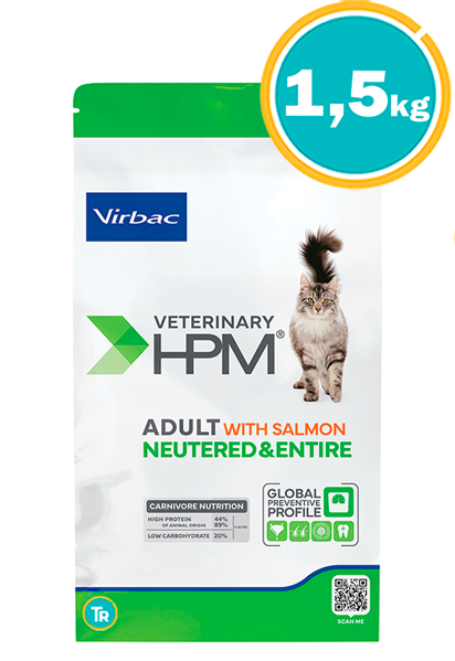Imagen de HPM VIRBAC GATO ADULTO SALMON NEUTERED & ENTIRE 1.5KG