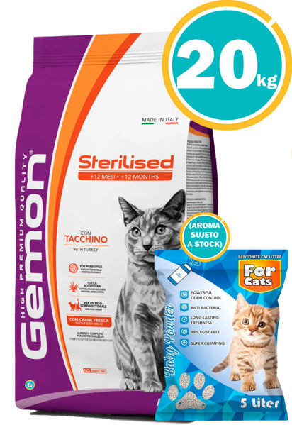Imagen de GEMON Gato STERILISED TURKEY 20KG