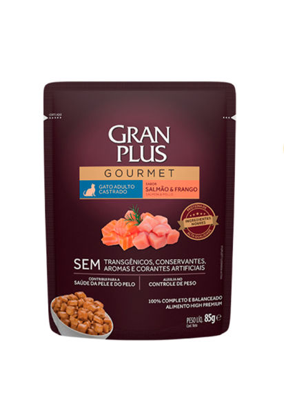 Imagen de Salsa GRAN PLUS Gato castrado SALMÓN Y POLLo  85gr