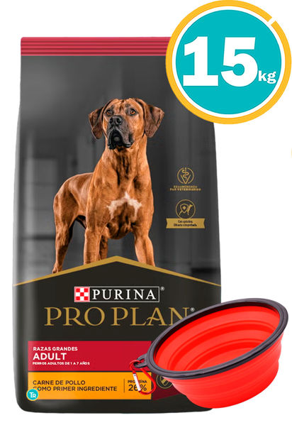 Imagen de PRO PLAN Perros Adulto Razas Grandes 15 Kg + bowl plegable