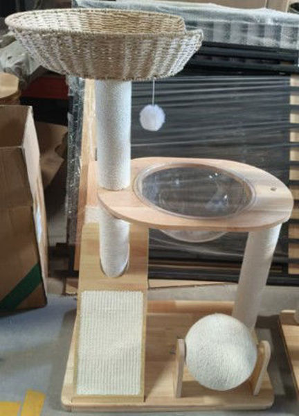 Imagen de RASCADOR PARA GATO 2 NIVELES CON CANASTA - TR271