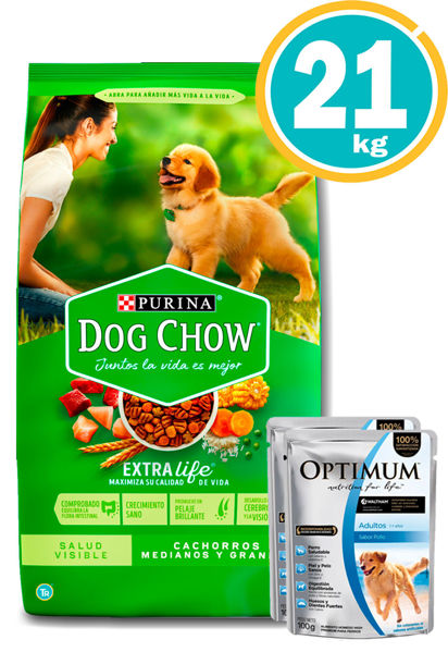 Imagen de DOG CHOW Perros Cachorro Raza Medianas y Grandes 21 kg + Salsa Optimum