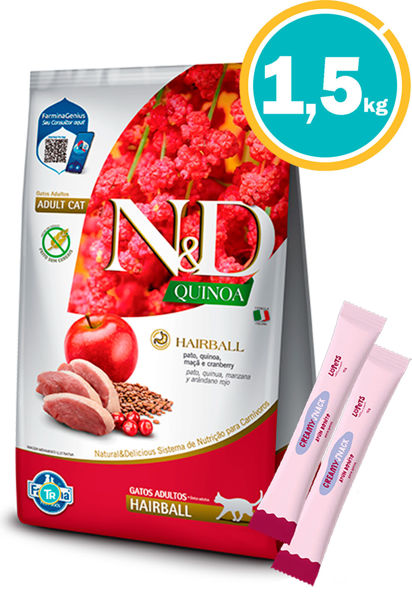 Imagen de NyD Quinoa Feline HAIRBALL Pato 1.5 KG
