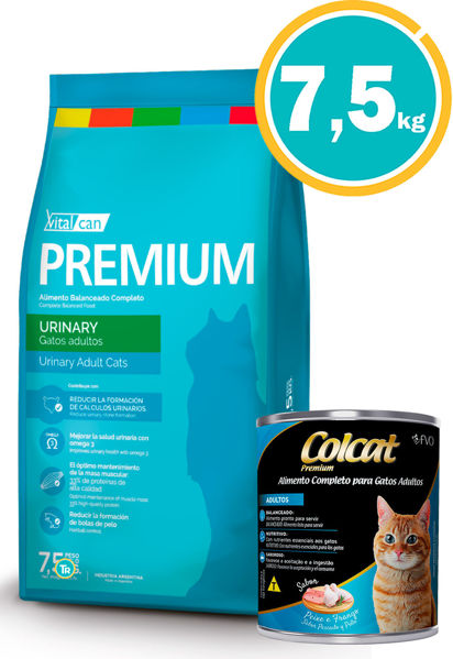 Imagen de VITALCAN PREMIUM GATO ADULTO URINARY  7.5kg + Lata Colcat