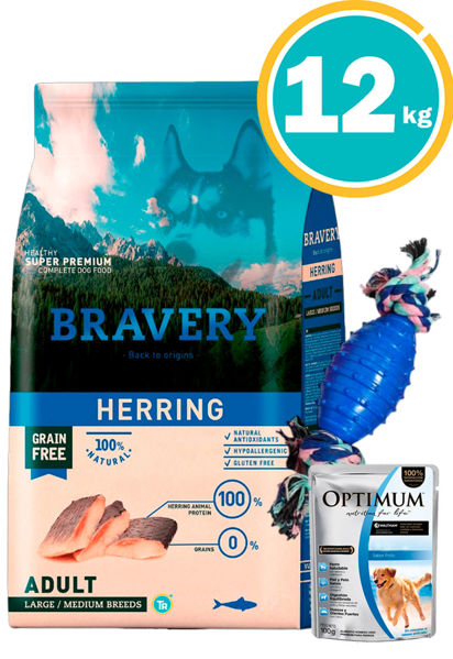 Imagen de Bravery perro adulto large/med ARENQUE 12kg