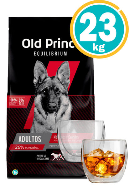 Imagen de OLD PRINCE Equilibrium Dog Ad Med/Gde 20kg + 3kg + Vasos