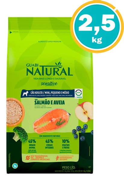 Imagen de GUABI Perro Adulto Sensitive Skin Raza Media 2,5kg Salmon y Avena