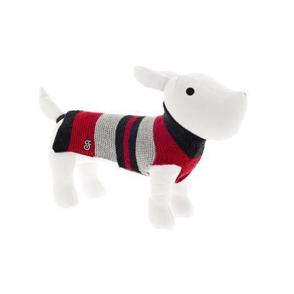 Imagen de Abrigo Lana a Rayas 47cm Rojo, Gris y Negro- Ferribiella