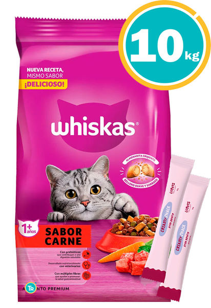 Imagen de Alimento WHISKAS Gato Carne 10 Kg + Creamy