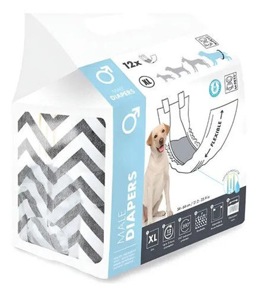 Imagen de PAÑALES M-PETS PARA MACHO TALLE XXL 12 UNIDADES